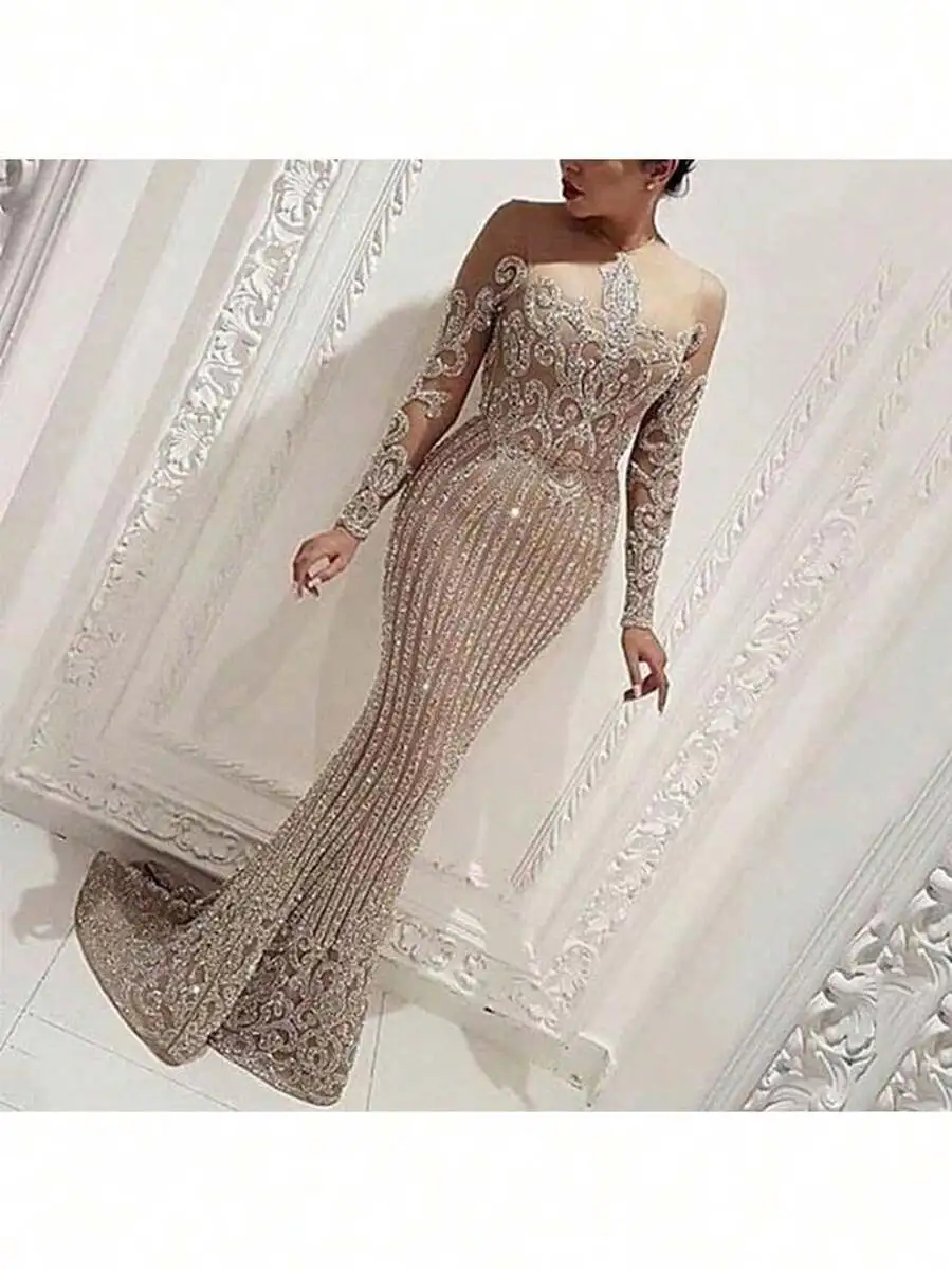 Elegant Long Prom Dress With Sequined Embellishment Mermaid Silhouette Formal Evening Gown
Elegant Long Prom Dress With Sequined Embellishment Mermaid Silhouette Formal Evening Gown