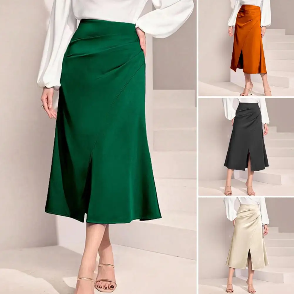 High-Waist Pleated Skirt for Women Breathable Elegant High-waist Midi Skirt with Slit Design Zipper Closure Solid Color Skirt
High-Waist Pleated Skirt for Women Breathable Elegant High-waist Midi Skirt with Slit Design Zipper Closure Solid Color Skirt