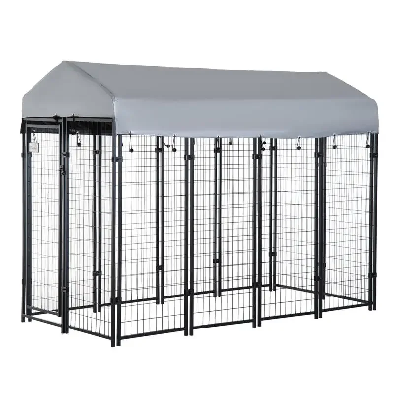 Outdoor Dog Kennel with Roof, 8' x 4' x 6' Heavy Duty Welded Wire Dog Playpen Enclosure with Escape-proof Lock, UV-Resistant & Waterproof Cover, for Large Dogs, Silver
Outdoor Dog Kennel with Roof, 8' x 4' x 6' Heavy Duty Welded Wire Dog Playpen Enclosure with Escape-proof Lock, UV-Resistant & Waterproof Cover, for Large Dogs, Silver
