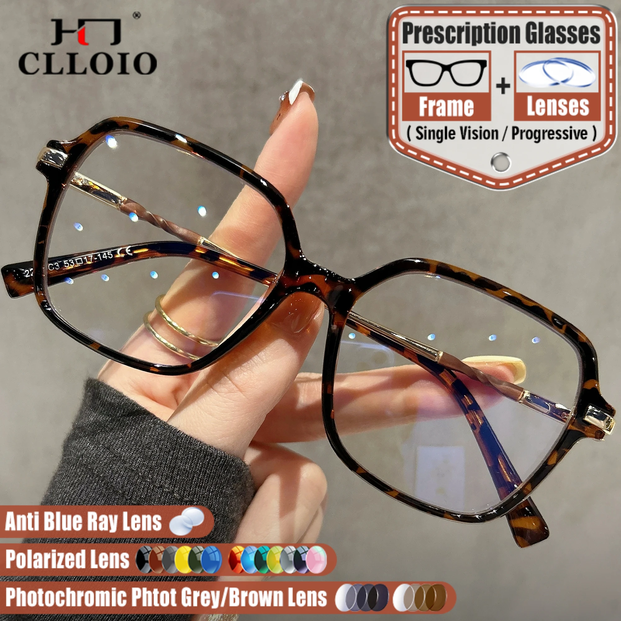 CLLOIO New Fashion Polygonal Progressive Prescription Glasses Women Anti Blue Light Photochromic Optical Customized Eyeglasses
CLLOIO New Fashion Polygonal Progressive Prescription Glasses Women Anti Blue Light Photochromic Optical Customized Eyeglasses
