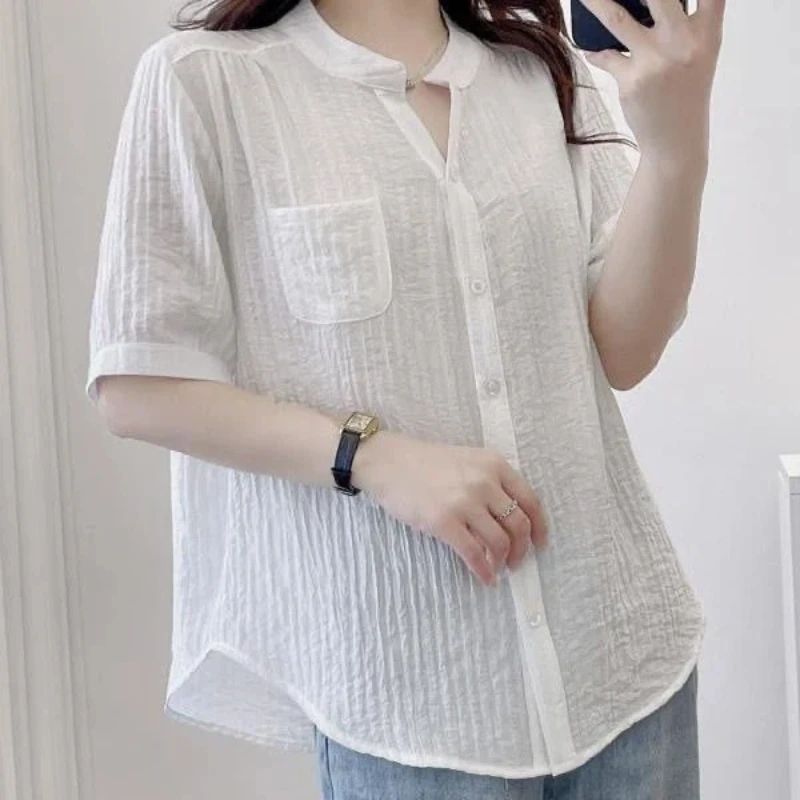 Office Lady Pocket Patchwork Solid Simplicity Shirt Tops Women Clothing All-match Plus Size Elegant Blouse Fashion Casual Summer
Office Lady Pocket Patchwork Solid Simplicity Shirt Tops Women Clothing All-match Plus Size Elegant Blouse Fashion Casual Summer