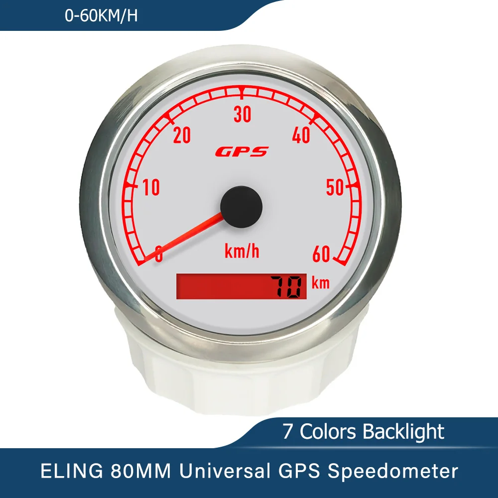ELING 80mm GPS Speedometer 0-60KMH 80KMH 0-80M 120KM/H 200K 120M Odometer Gauge with 7 Colors Backlight Universal for Car Trucks
ELING 80mm GPS Speedometer 0-60KMH 80KMH 0-80M 120KM/H 200K 120M Odometer Gauge with 7 Colors Backlight Universal for Car Trucks