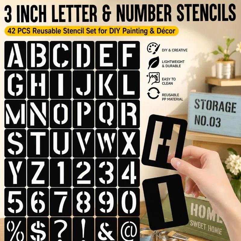 Fromthenon 3 Inch Letter Number Stencil Set Reusable Alphabet&Symbol Templates DIY Spray Painting Stencil for Furniture Craft
Fromthenon 3 Inch Letter Number Stencil Set Reusable Alphabet&Symbol Templates DIY Spray Painting Stencil for Furniture Craft