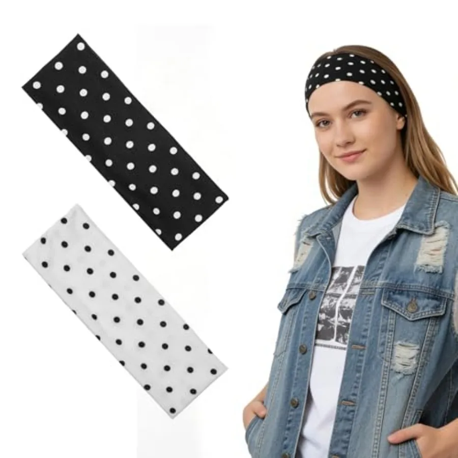 2pcs Black White Polka Dot Headband Set, Stretchy Spa Yoga Headbands, Soft Non Slip Fashion Head Bands, Elastic Wide Sweatband
2pcs Black White Polka Dot Headband Set, Stretchy Spa Yoga Headbands, Soft Non Slip Fashion Head Bands, Elastic Wide Sweatband