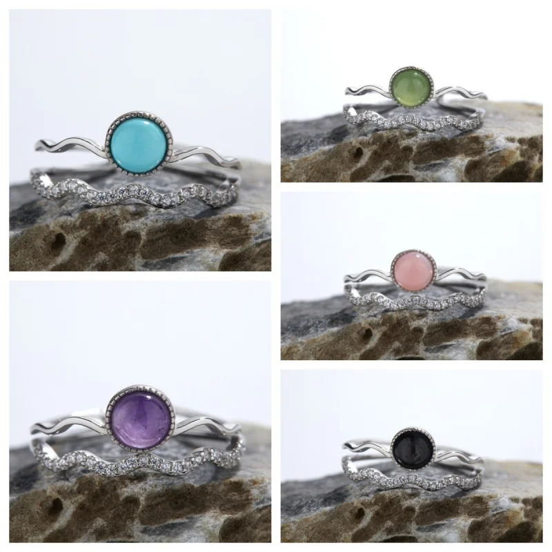 Colorful Treasure Seriess925Sterling Silver Inlaid Natural Gemstone Ring for Women, Simple Adjustable Index Finger Ring
Colorful Treasure Seriess925Sterling Silver Inlaid Natural Gemstone Ring for Women, Simple Adjustable Index Finger Ring