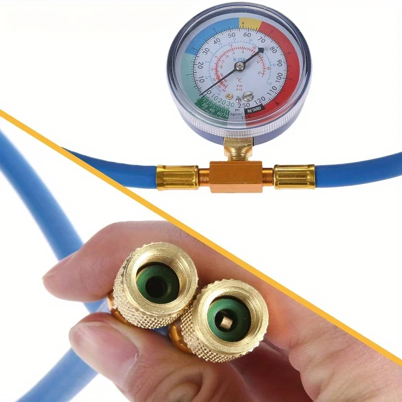 R134A Refrigerant Charging Hose with Gauge Automotive AC Refill Kit Compatible Gas Pressure Measuring Tool for Car Air Repair
R134A Refrigerant Charging Hose with Gauge Automotive AC Refill Kit Compatible Gas Pressure Measuring Tool for Car Air Repair