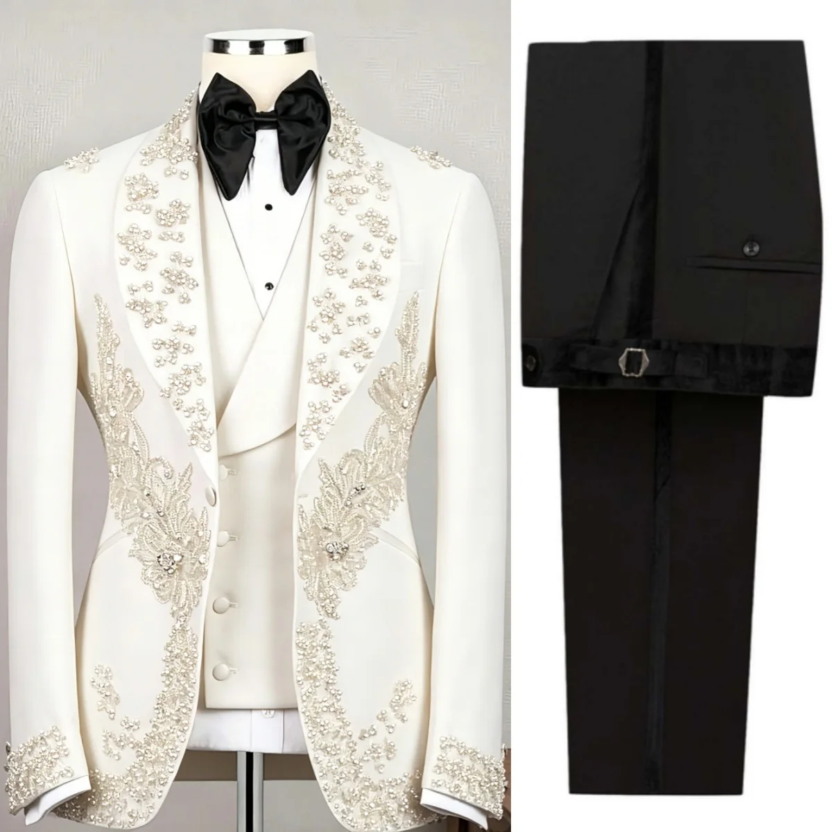 Elegant Man Tuxedos Shawl Lapel Appliques Beaded Wedding Suit Luxury 2 Piece Jacket Pant Evening Groom For Party Customized
Elegant Man Tuxedos Shawl Lapel Appliques Beaded Wedding Suit Luxury 2 Piece Jacket Pant Evening Groom For Party Customized