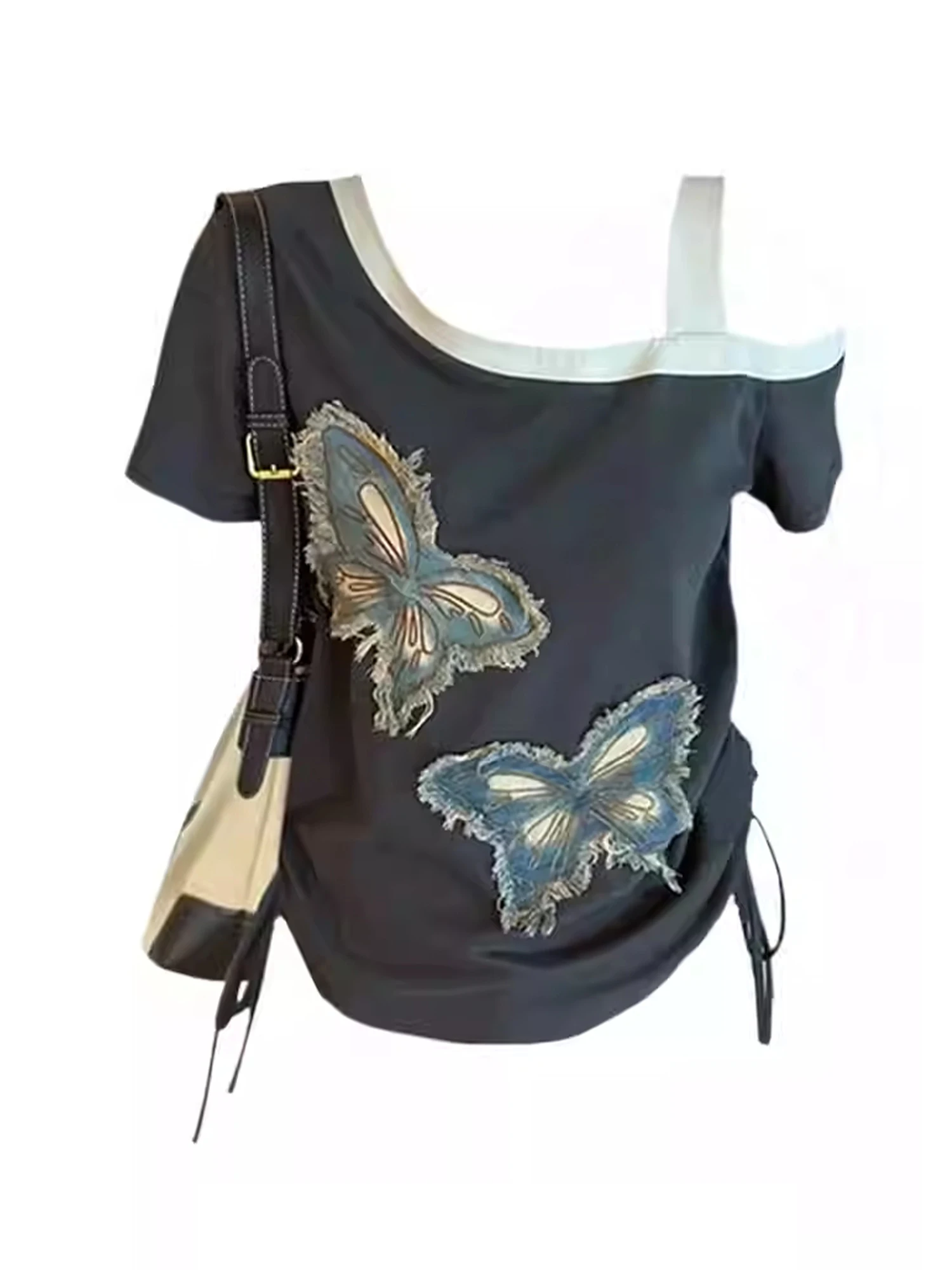 Women's Butterfly T-shirt Vintage Harajuku Y2k Tee Top Shoujo Girl Aesthetic Lace-up Short Sleeve Oversize T-shirt 2000s Clothes
Women's Butterfly T-shirt Vintage Harajuku Y2k Tee Top Shoujo Girl Aesthetic Lace-up Short Sleeve Oversize T-shirt 2000s Clothes