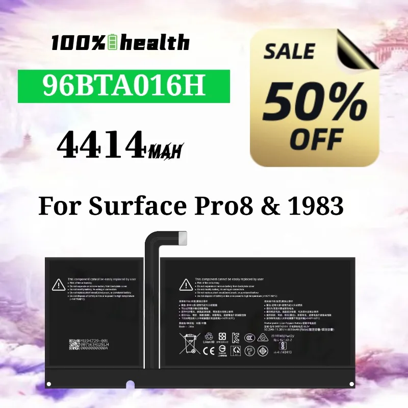 96BTA016H 4414mAh Laptop Battery for Microsoft Surface Pro 8/1983 Lithium Rechargeable Battery
96BTA016H 4414mAh Laptop Battery for Microsoft Surface Pro 8/1983 Lithium Rechargeable Battery