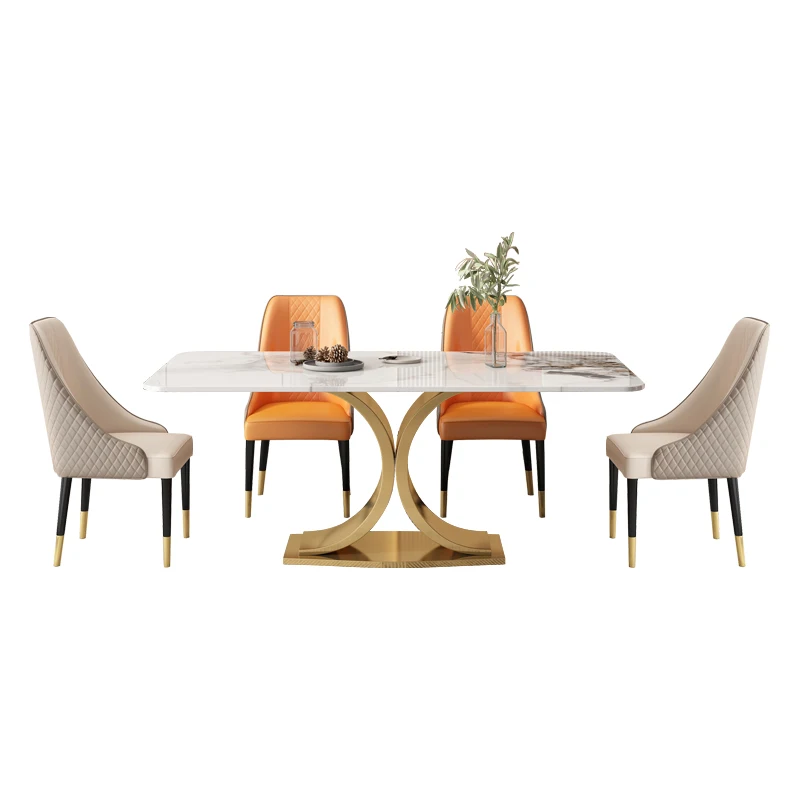 Rock slab luxury stone high-end small apartment stainless steel dining table modern bright rock slab square table
Rock slab luxury stone high-end small apartment stainless steel dining table modern bright rock slab square table