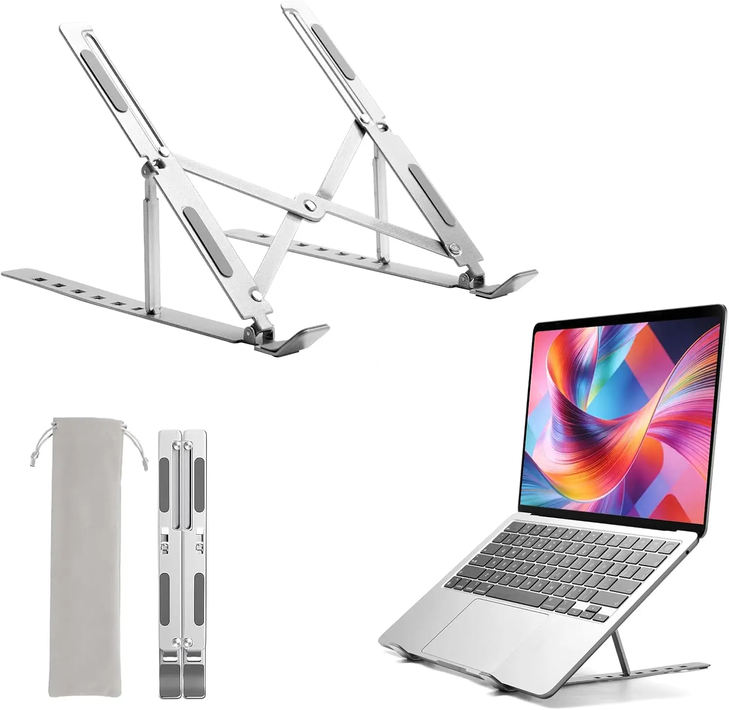 Adjustable Ergonomic Laptop Stand, Detachable Notebook Riser for Desk, Compatible with 10-15.6" Laptops - Silver
Adjustable Ergonomic Laptop Stand, Detachable Notebook Riser for Desk, Compatible with 10-15.6" Laptops - Silver
