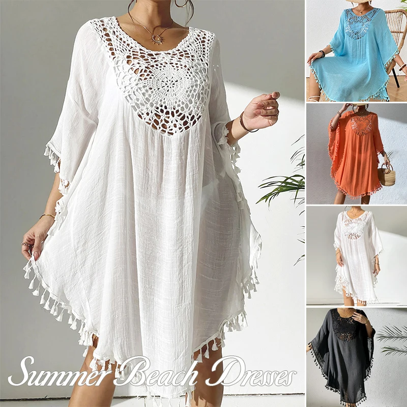 2025 Fringe Tassel Embroidery Half Sleeve Tunic Beach Cover Up Cover-Ups Long Beach Dress Beach Wear Beachwear Female Women
2025 Fringe Tassel Embroidery Half Sleeve Tunic Beach Cover Up Cover-Ups Long Beach Dress Beach Wear Beachwear Female Women