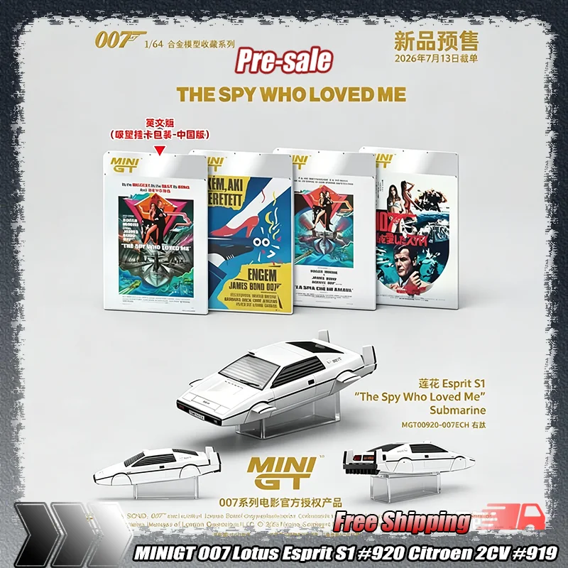1:64 Minigt 007 Series Lotus Esprit S1 920 2v (For Your Eyes Only) #919 Die-Cast Alloy Model Bond Submarine Car Collectible Toys
1:64 Minigt 007 Series Lotus Esprit S1 920 2v (For Your Eyes Only) #919 Die-Cast Alloy Model Bond Submarine Car Collectible Toys