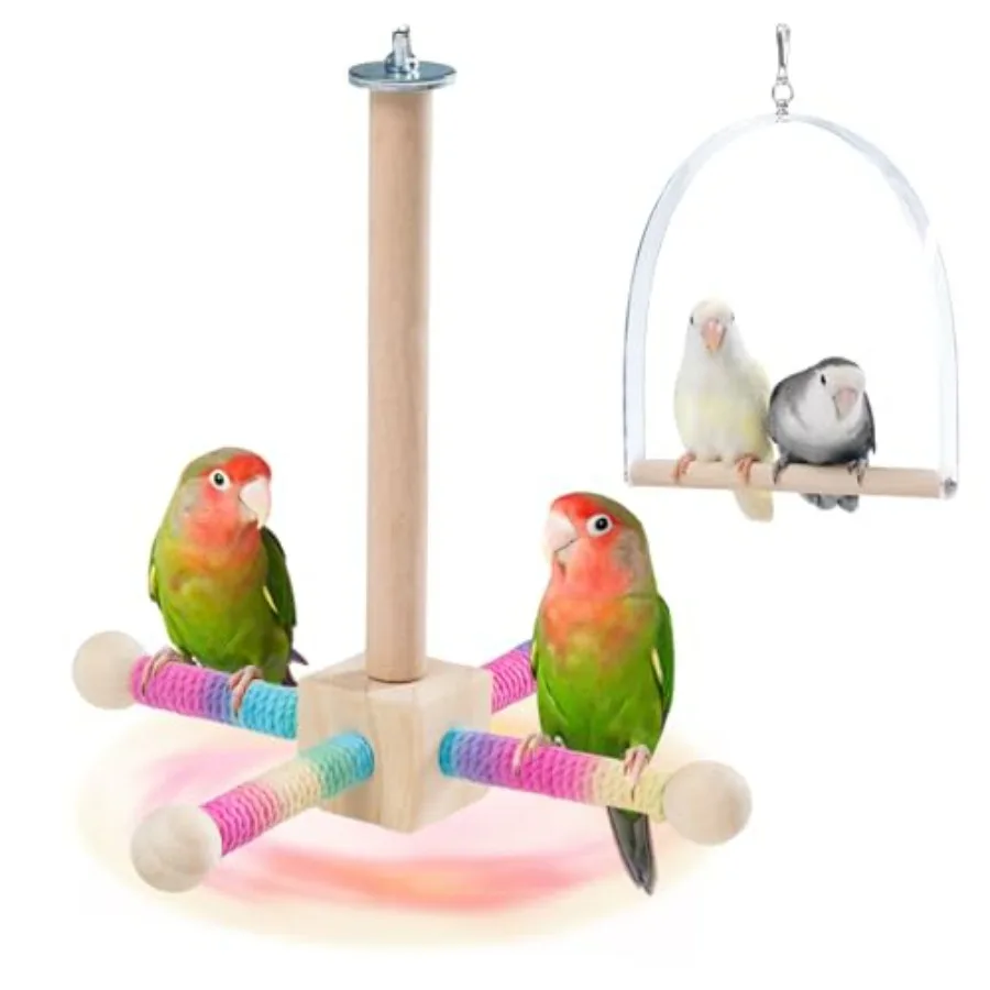 9" Hanging Bird Perch Toy for Cage, 360° Silent Free-Spin, Wooden Bird Cage Accessories, Relieve Boredom Anxiety, for Parrots,
9" Hanging Bird Perch Toy for Cage, 360° Silent Free-Spin, Wooden Bird Cage Accessories, Relieve Boredom Anxiety, for Parrots,