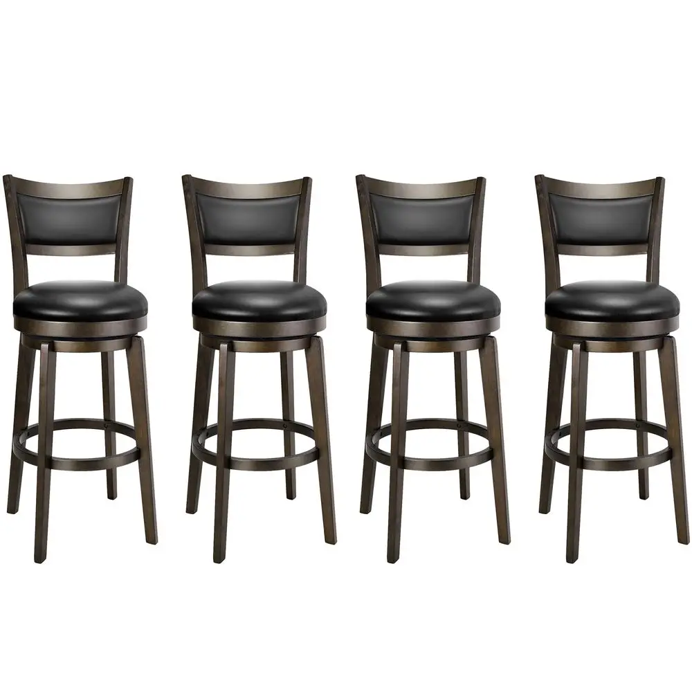 Swivel Bar Stools Set of 4, 30 Inch Bar Height Barstools, Black Faux Leather Bar Stool with High Backrest amp Solid Wood Legs a
Swivel Bar Stools Set of 4, 30 Inch Bar Height Barstools, Black Faux Leather Bar Stool with High Backrest amp Solid Wood Legs a