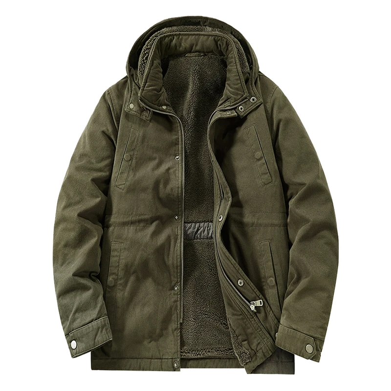 Windproof Hooded Parkas Men Cargo Parka Fleece Men's Mid-Long Parka Jacket Fleece Lined Plush Washed Cotton Warm Coat
Windproof Hooded Parkas Men Cargo Parka Fleece Men's Mid-Long Parka Jacket Fleece Lined Plush Washed Cotton Warm Coat