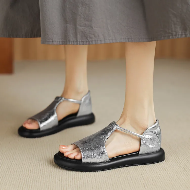 Silver Flat Shoes Women Sandals Open Toe Platform SandaliasCasual Summer Daily Shoes
Silver Flat Shoes Women Sandals Open Toe Platform SandaliasCasual Summer Daily Shoes