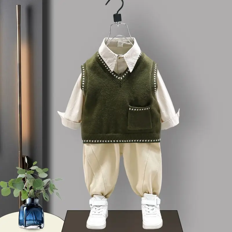 Boys Sweater Casual Three-Piece Set Korean Style Baby Trendy Flow Baby Outerwear Clothes Children's Fashion Outfit
Boys Sweater Casual Three-Piece Set Korean Style Baby Trendy Flow Baby Outerwear Clothes Children's Fashion Outfit