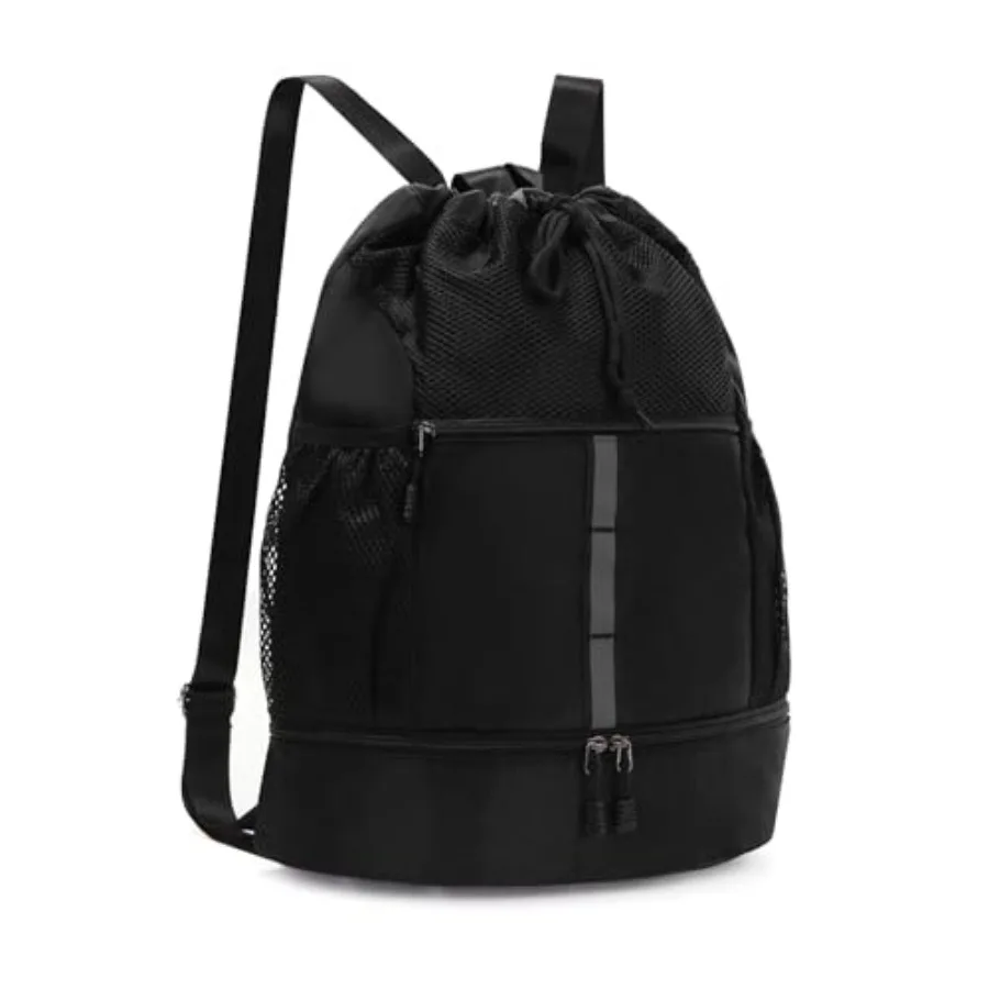 Drawstring Gym Bag Sports Backpack With Shoe Compartment and Reflective Strips
Drawstring Gym Bag Sports Backpack With Shoe Compartment and Reflective Strips