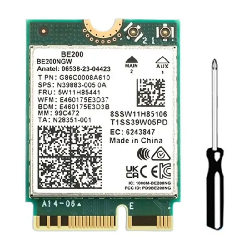 Беспроводная Wi-Fi карта BE200, Wi-Fi 7, Wi-Fi 6E BE200NGW, Bluetooth 5,4, 802.11AX, трехдиапазонный сетевой адаптер M.2 NGFF, простой в использовании
Беспроводная Wi-Fi карта BE200, Wi-Fi 7, Wi-Fi 6E BE200NGW, Bluetooth 5,4, 802.11AX, трехдиапазонный сетевой адаптер M.2 NGFF, простой в использовании