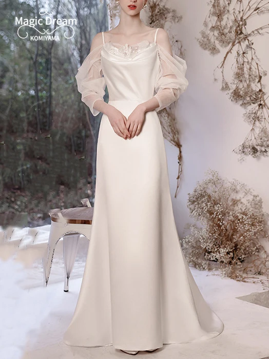 Korean Simple Elegant Wedding Party Dress 2024 New Slim Waist Bride Sling Prom Dresses Satin White Long Sleeve Evening Vestidos
Korean Simple Elegant Wedding Party Dress 2024 New Slim Waist Bride Sling Prom Dresses Satin White Long Sleeve Evening Vestidos