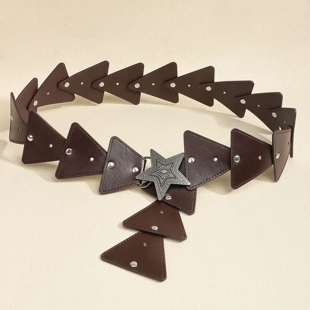 Elegant Leather Y2K Star Belt Triangle Jeans Decor Cowboy Waistband Wide Belt Subculture PU Rivet Belt Women
Elegant Leather Y2K Star Belt Triangle Jeans Decor Cowboy Waistband Wide Belt Subculture PU Rivet Belt Women