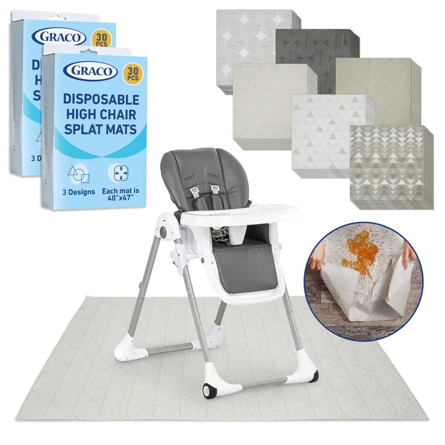 Baby Disposable Splat Mats 60 Count 6 Designs, 10 of Each, 47 x 40, Biodegradable Floor Protector for Mealtime, Under High Chair
Baby Disposable Splat Mats 60 Count 6 Designs, 10 of Each, 47 x 40, Biodegradable Floor Protector for Mealtime, Under High Chair