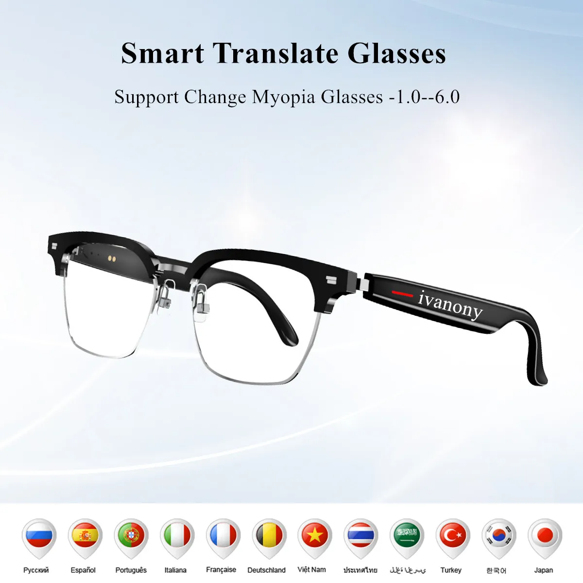 AI Smart Translate Eyeglasses Support Change Myopia Lenses Navigation Play Songs Receive Call Bluetooth Cmart Glasses for Man
AI Smart Translate Eyeglasses Support Change Myopia Lenses Navigation Play Songs Receive Call Bluetooth Cmart Glasses for Man