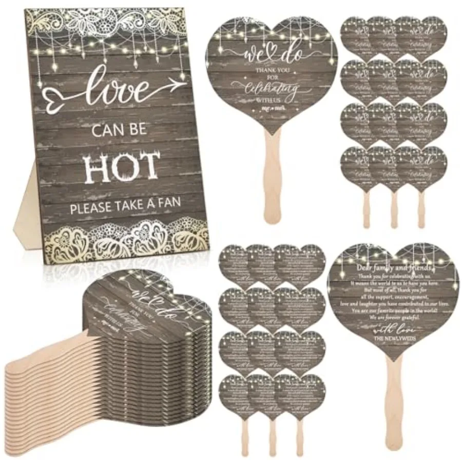 100 Pcs Wedding Fans for Guest Bulk and 1 Pcs Love is Hot Sign, Handheld Wedding Favor Fans with Handle for Bridal Shower Party
100 Pcs Wedding Fans for Guest Bulk and 1 Pcs Love is Hot Sign, Handheld Wedding Favor Fans with Handle for Bridal Shower Party