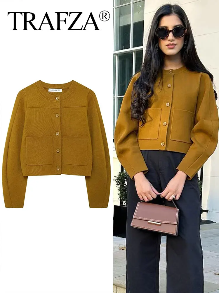 TRAFZA Autumn Female Fashion Sweater Solid O-Neck Long Sleeves Single Breasted Cardigan Top Pockets Wild Vintage Woman Coat
TRAFZA Autumn Female Fashion Sweater Solid O-Neck Long Sleeves Single Breasted Cardigan Top Pockets Wild Vintage Woman Coat