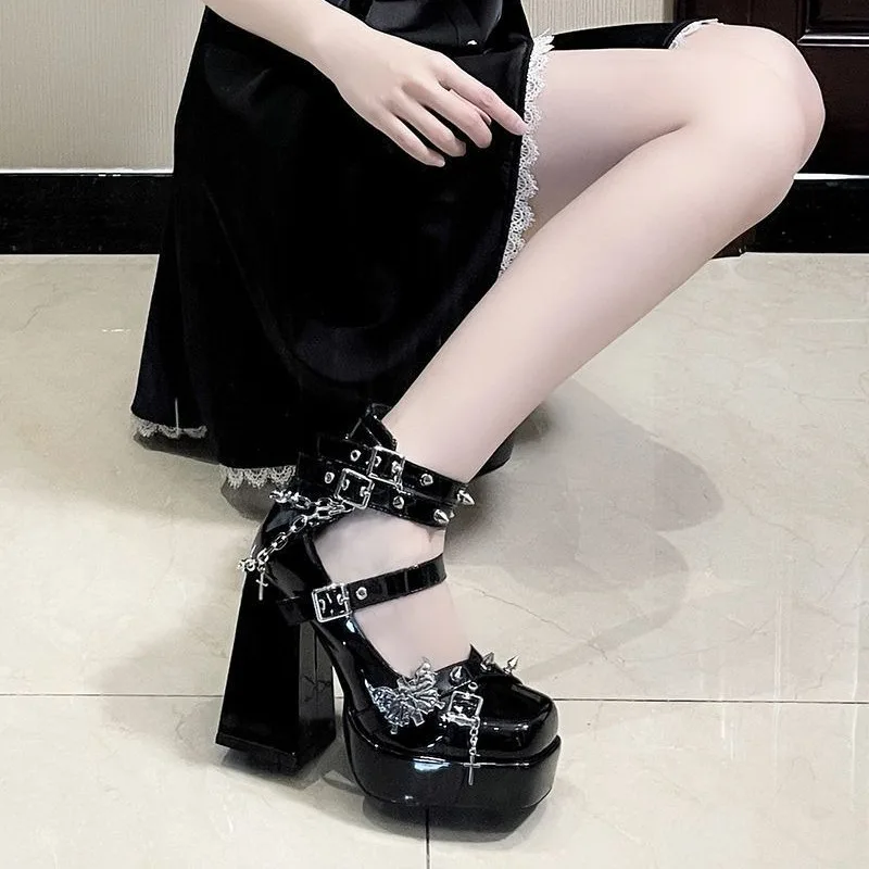 Shoes for Women High Quality Platform Lolita High Heels Fashion Gothic Leather Women's High Heels Bow Mary Jane Thick Sole Pump
Shoes for Women High Quality Platform Lolita High Heels Fashion Gothic Leather Women's High Heels Bow Mary Jane Thick Sole Pump