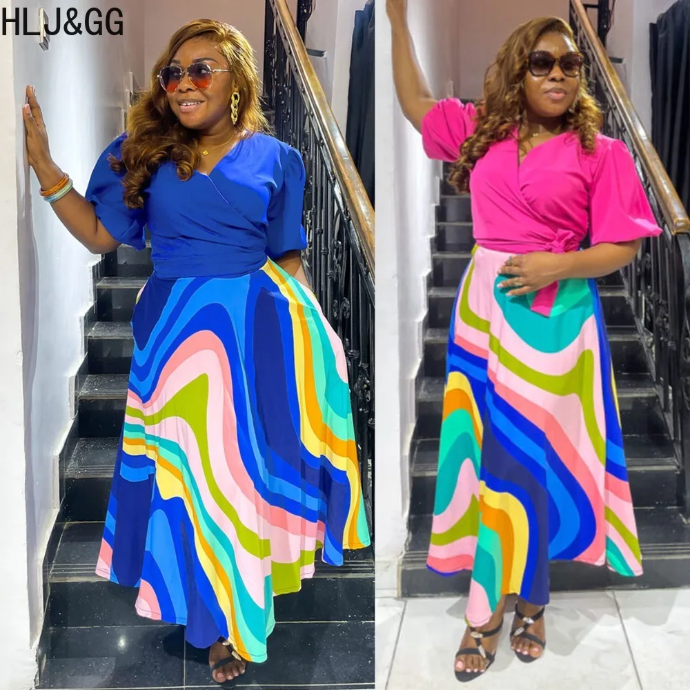 HLJ&GG Elegant Lady Print A-line Skirts Two Piece Sets Women V Neck Short Sleeve Bandage Crop Top And Skirts Outfits Streetwear
HLJ&GG Elegant Lady Print A-line Skirts Two Piece Sets Women V Neck Short Sleeve Bandage Crop Top And Skirts Outfits Streetwear
