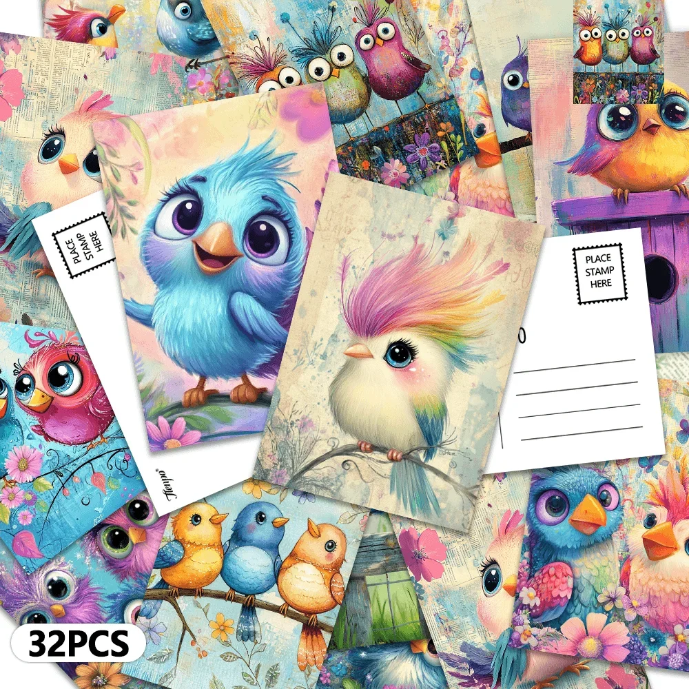 32pcs,colorful little birds, postcards, decorations/greeting cards/postcards, high-definition printing, collectible and mailable
32pcs,colorful little birds, postcards, decorations/greeting cards/postcards, high-definition printing, collectible and mailable