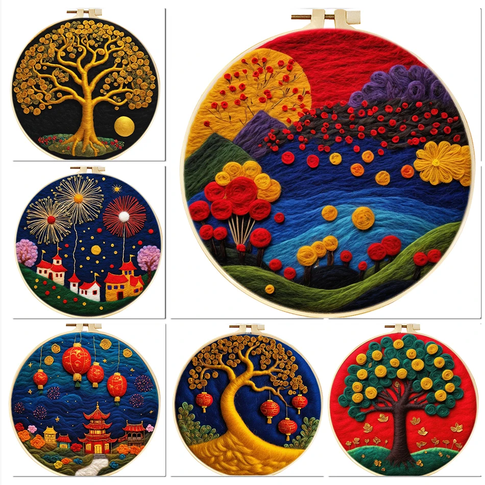 Spring Festival Scenery Needle Felting Painting embroidery kit DIY Wool Needle Felting Starter Kit Diy Craft Home Decoration
Spring Festival Scenery Needle Felting Painting embroidery kit DIY Wool Needle Felting Starter Kit Diy Craft Home Decoration