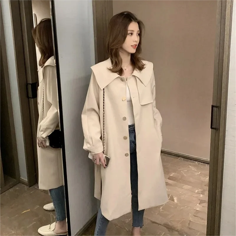 Office Ladies Chic Doll Collar Commuting Casual Windbreaker Coat Autumn Elegant Solid Color Long-sleeved Midi Coat with Belt
Office Ladies Chic Doll Collar Commuting Casual Windbreaker Coat Autumn Elegant Solid Color Long-sleeved Midi Coat with Belt
