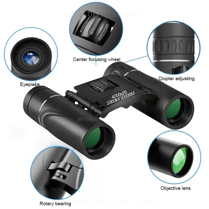 4000x25 HD Powerful Binoculars Telescope Long Range BAK4 Telescope Folding Monocular Optics for Camping Outdoor
4000x25 HD Powerful Binoculars Telescope Long Range BAK4 Telescope Folding Monocular Optics for Camping Outdoor