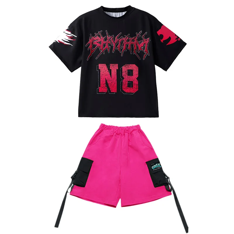 2026 Jazz Dance Performance Stage Costumes For Girls Loose Shirts Rose Red Shorts Suit Boys Hip Hop Dance Rave Clothes DQS23064
2026 Jazz Dance Performance Stage Costumes For Girls Loose Shirts Rose Red Shorts Suit Boys Hip Hop Dance Rave Clothes DQS23064