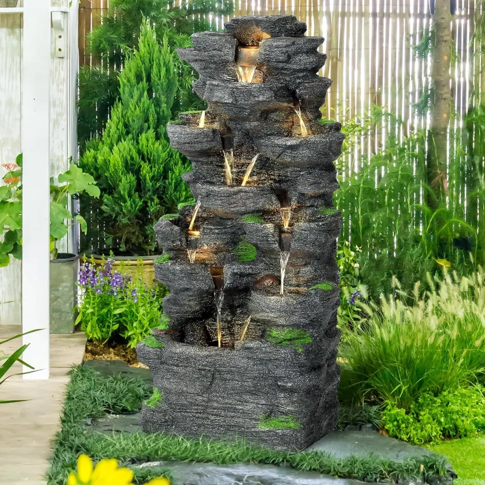 Garden Waterfall Fountain Outdoor - Water Fountains and Waterfalls, Outdoor/Indoor Floor Standing Resin Water Fountain with LED
Garden Waterfall Fountain Outdoor - Water Fountains and Waterfalls, Outdoor/Indoor Floor Standing Resin Water Fountain with LED