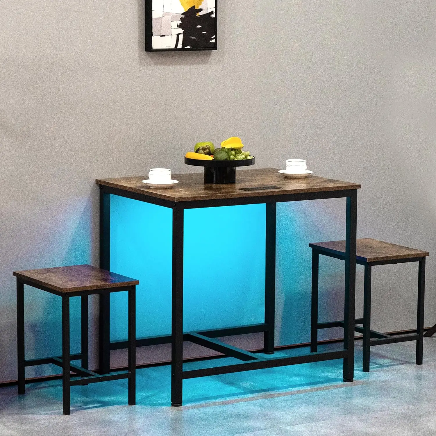 3-Piece Dining Table Set, Small Kitchen Table With 2 Chairs, Led Light And Usb Type-C Power Outlet, Space-Saving Design For
3-Piece Dining Table Set, Small Kitchen Table With 2 Chairs, Led Light And Usb Type-C Power Outlet, Space-Saving Design For