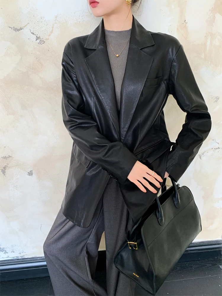 Casual Genuine Leather Blazer Jackets for Women Spring Autumn 2026 New High-end Simple Slim Soft Black Real Sheepskin Coat
Casual Genuine Leather Blazer Jackets for Women Spring Autumn 2026 New High-end Simple Slim Soft Black Real Sheepskin Coat