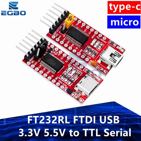 1~10PCS EGBO FT232RL Type-c Mini FTDI USB 3.3V 5.5V to TTL Serial Adapter Module for Arduino FT232 Pro USB TO TTL 232