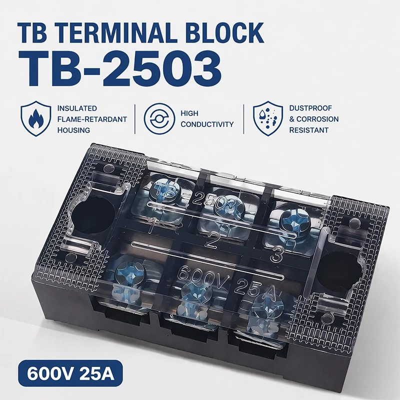 1PCS TB2503 Dual Row Thick Copper Screw Terminal Block Flame Retardant Grounding Strip Wire Connector Durable 600V 25A
1PCS TB2503 Dual Row Thick Copper Screw Terminal Block Flame Retardant Grounding Strip Wire Connector Durable 600V 25A