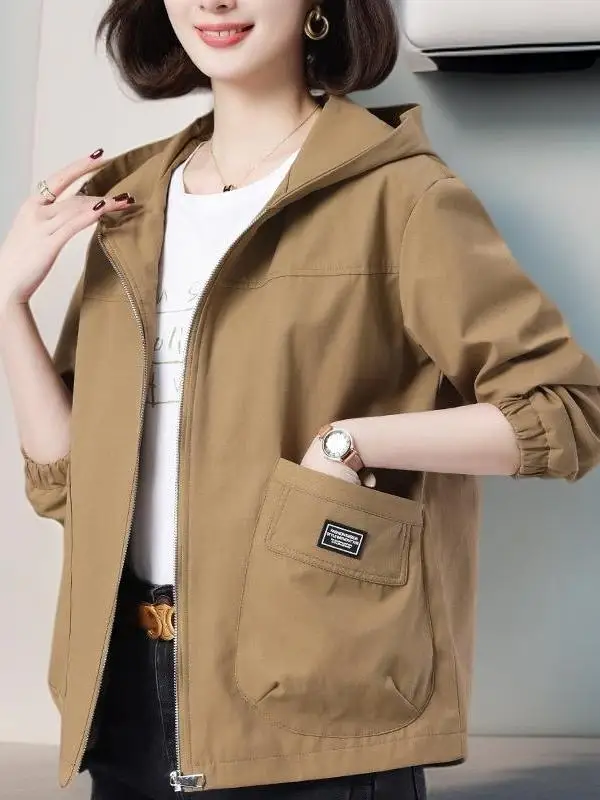 Casual Style Mom Coat Women's Loose Spring Autumn New Popular Short Hooded Korean Version Top Polyester Fiber Ladies Wear
Casual Style Mom Coat Women's Loose Spring Autumn New Popular Short Hooded Korean Version Top Polyester Fiber Ladies Wear