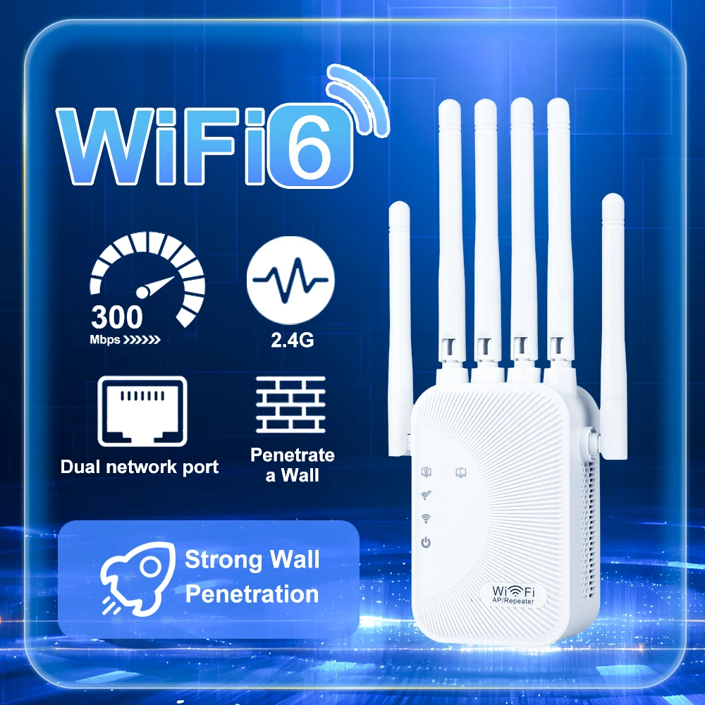 300Mbps Wireless WiFi Repeater WIFI Extender WiFi Booster 2.4G Network Amplifier Long Range Signal Signal WiFi Router For Home
300Mbps Wireless WiFi Repeater WIFI Extender WiFi Booster 2.4G Network Amplifier Long Range Signal Signal WiFi Router For Home