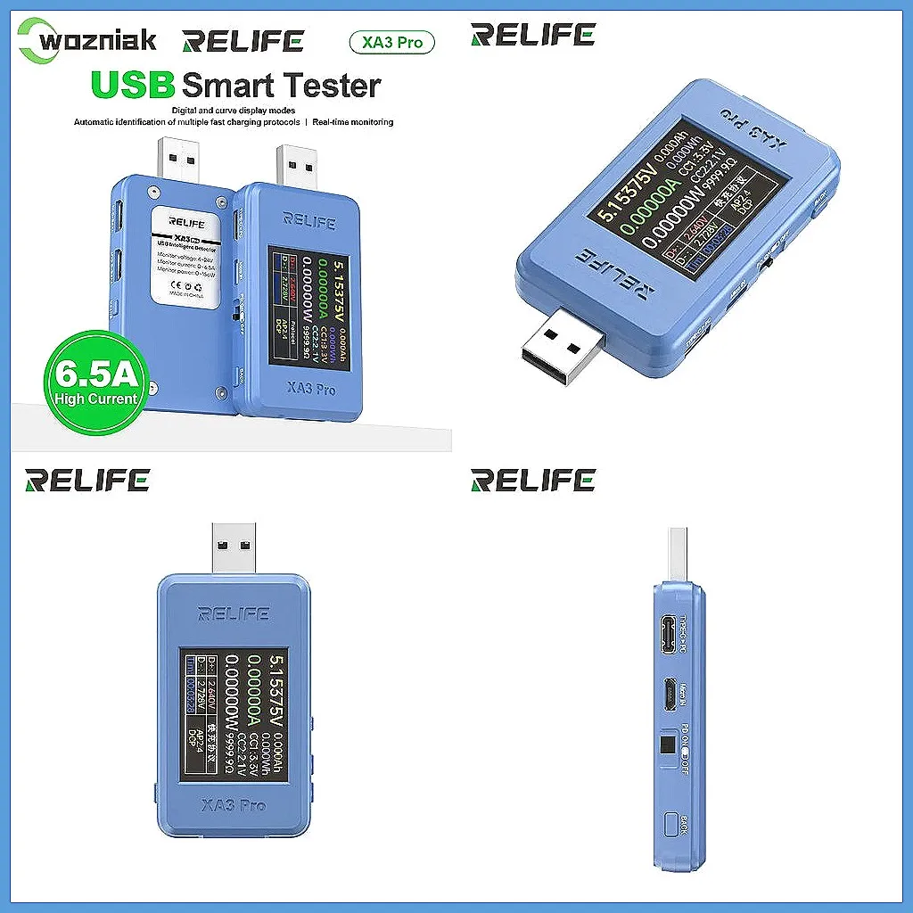 USB Smart Tester, PD/QC Fast Charging 6.5A High Current Tester for Phone Repair, Voltage Current Detector
USB Smart Tester, PD/QC Fast Charging 6.5A High Current Tester for Phone Repair, Voltage Current Detector