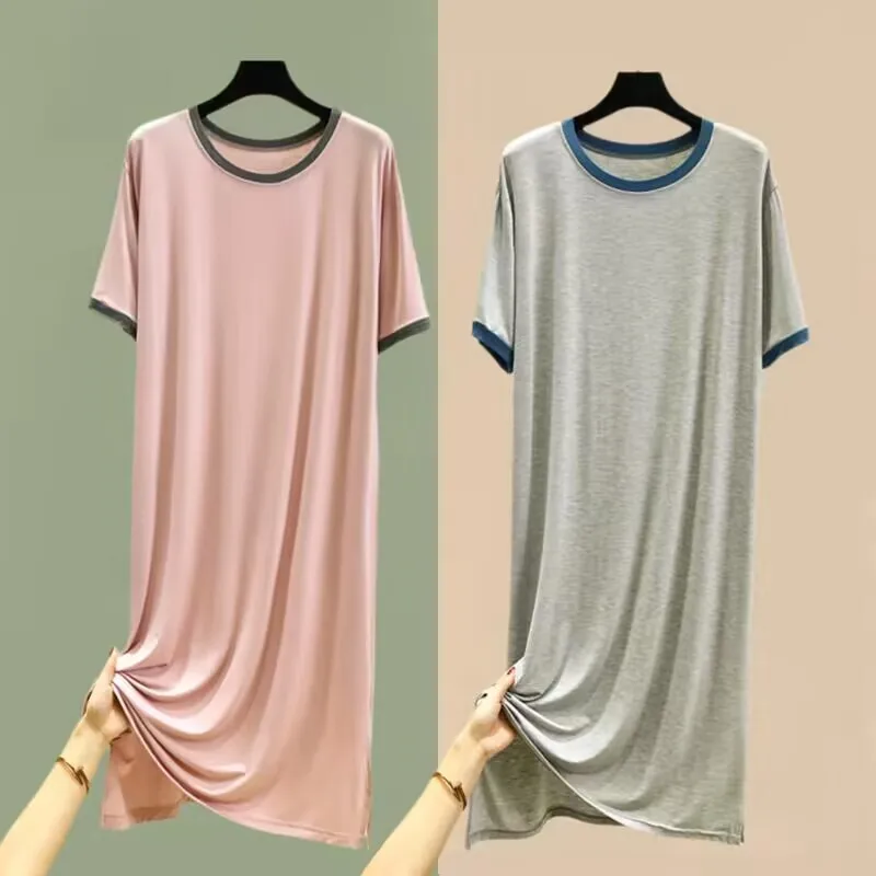 Women's Modal Short Sleeve Dress Summer Loose Thin Home Clothes Long Dress Casual Comfortable Breathable round Neck Sleepwear
Women's Modal Short Sleeve Dress Summer Loose Thin Home Clothes Long Dress Casual Comfortable Breathable round Neck Sleepwear