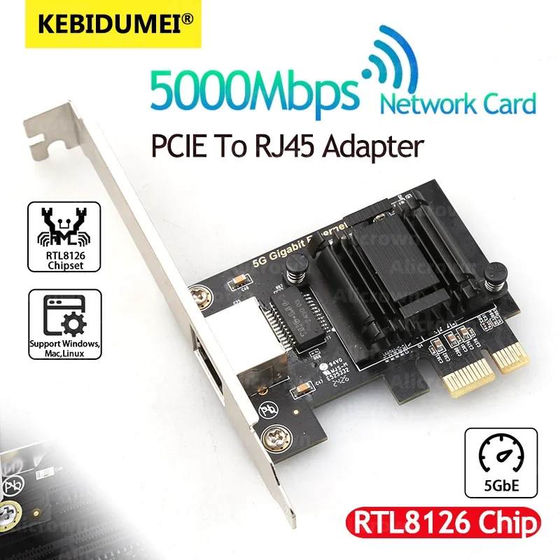 Сетевой адаптер 5G PCIe к RJ45, чип RTL8126B, 1000/2500/5000 Мбит/с, гигабитный Ethernet-контроллер Lan, адаптер для ПК/настольного компьютера Win10/11
Сетевой адаптер 5G PCIe к RJ45, чип RTL8126B, 1000/2500/5000 Мбит/с, гигабитный Ethernet-контроллер Lan, адаптер для ПК/настольного компьютера Win10/11