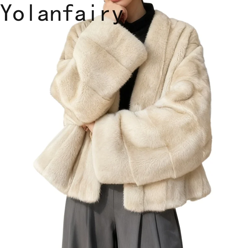 YOLANFAIRY New Fashion Woman Fur Coat Real Mink Fur Jacket Warm Winter V-neck Elegant Natural Fur Coats Women Clothing Casacos
YOLANFAIRY New Fashion Woman Fur Coat Real Mink Fur Jacket Warm Winter V-neck Elegant Natural Fur Coats Women Clothing Casacos