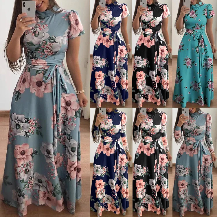 Spring Summer Women Floral Print Short Sleeve Dress Dresses Flowy Maxi Gown
Spring Summer Women Floral Print Short Sleeve Dress Dresses Flowy Maxi Gown
