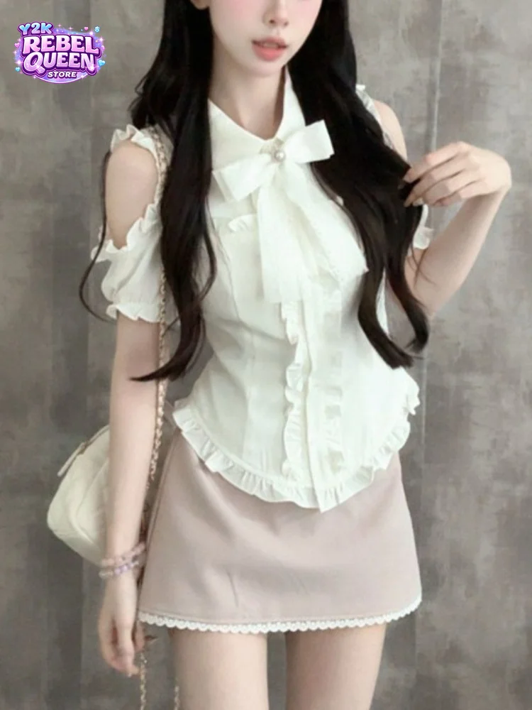 Japanese Sweet New 2 Piece Sets Women Off Shoulder Shirt + High Waist Mini Skirt Suits Summer Kawaii Chic Daily Date Streetwear
Japanese Sweet New 2 Piece Sets Women Off Shoulder Shirt + High Waist Mini Skirt Suits Summer Kawaii Chic Daily Date Streetwear